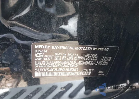 2015 BMW X5 xDrive35D z USA, uszkodzony, nr VIN 5UXKS4C54F0J98381